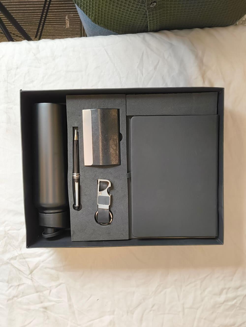 Sipper Bottle, Card Holder, Diary, Pen & Keychain