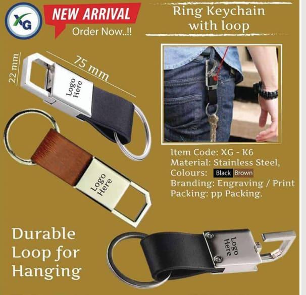 leather + metal keychain