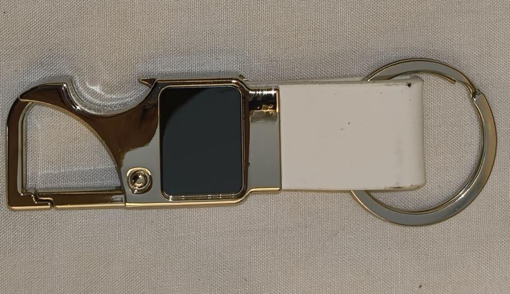white stainless steel keychain