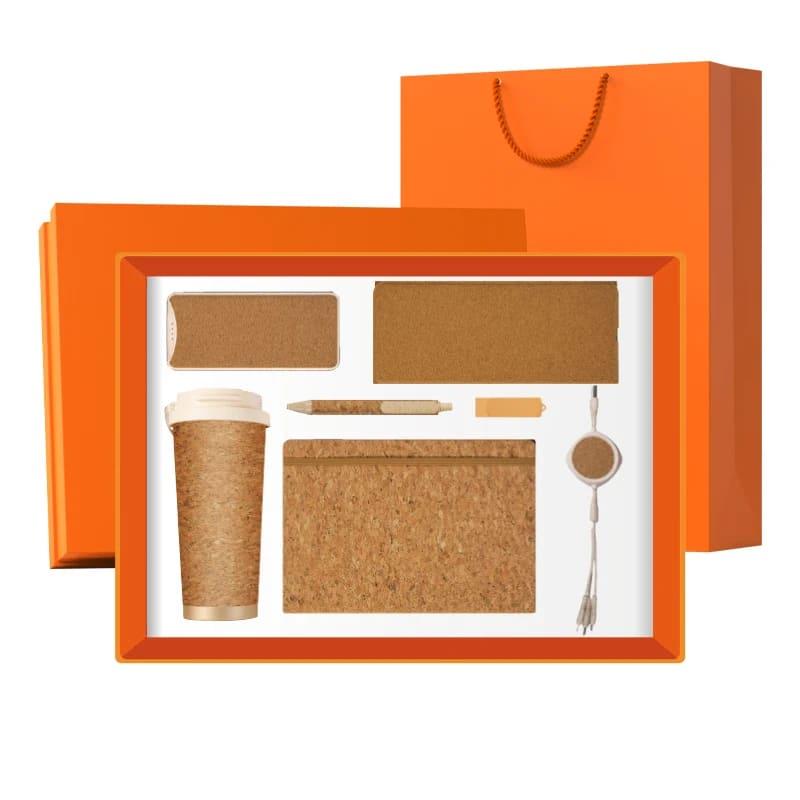 Cork Diary, Coffee Cup, Power bank, Mouse pad + wireless Phone charger, Cork pen, USB flash Drive, 3 in 1 USB Cable
